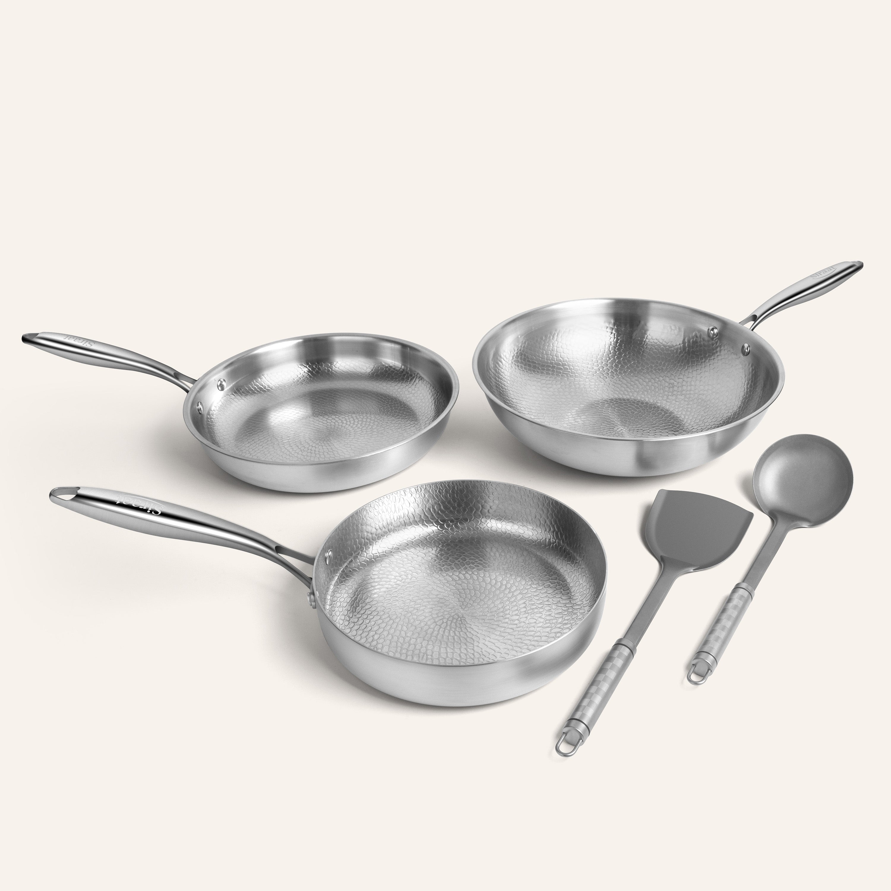 Batterie de cuisine en titane martelé pro